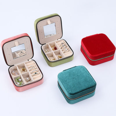 Multi Warna Umum Tujuan Velvet Perhiasan Organizer Kemasan perjalanan Dengan Cermin