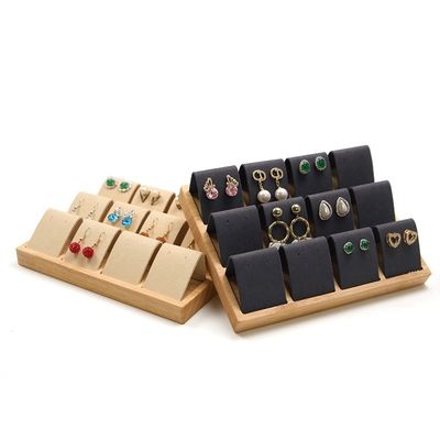 Beli Soft Velvet Cover Kayu Perhiasan Penyimpanan Display Tray Stand untuk telinga Studs tetes online manufacture