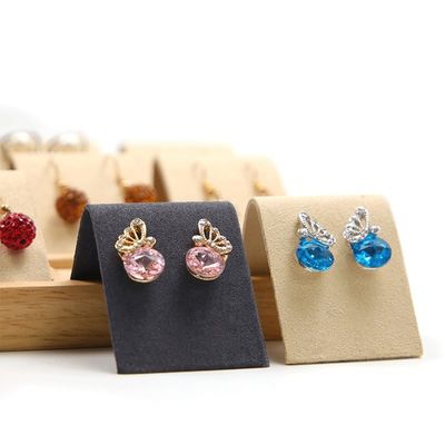 Soft Velvet Cover Kayu Perhiasan Penyimpanan Display Tray Stand untuk telinga Studs tetes