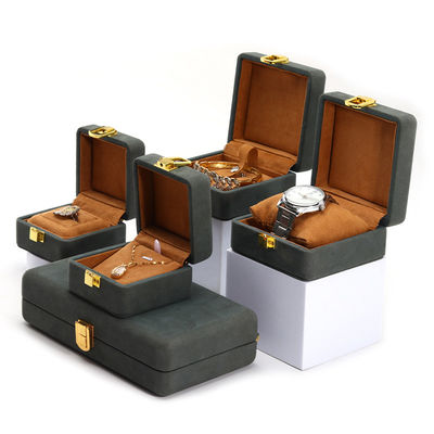 Beli Gray Green Elegant Soft Velvet Jewelry Organizer Box Set untuk Kemasan Mewah online manufacture