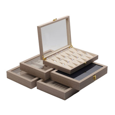 Beli Multi-Cell Perhiasan Tampilan Plat Tutup Transparan Kulit Perhiasan Tampilan Tray online manufacture
