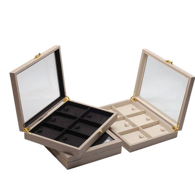 Beli Flip Open PU Kulit Perhiasan Display Box Multiple Kompartemen dengan Cermin online manufacture