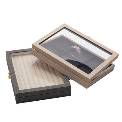 Flip Open PU Kulit Perhiasan Display Box Multiple Kompartemen dengan Cermin