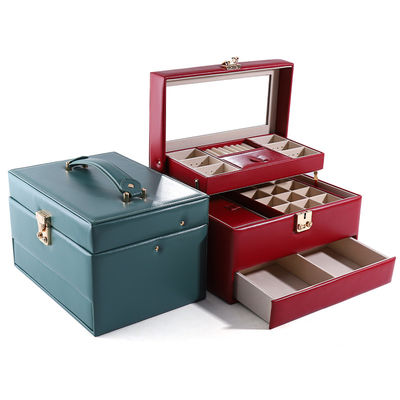 Beli Kotak Organizer Laci Perhiasan Kulit PU Portable Dengan Multifungsi Cermin online manufacture