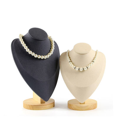 Soft Velvet Cover Wooden Necklace Display Stand Pendant Bust Display Stand