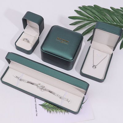 Dark Green Convex Fake Leather Perhiasan Storage Box Luxury Organizer Packaging