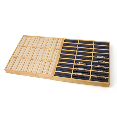 3x9 Kompak Kayu Padat Perhiasan Cincin Penyimpanan Papan Tampilan Tray Untuk Show Mewah