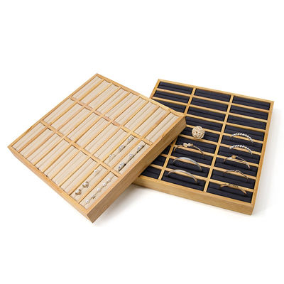 3x9 Kompak Kayu Padat Perhiasan Cincin Penyimpanan Papan Tampilan Tray Untuk Show Mewah