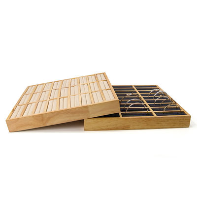 3x9 Kompak Kayu Padat Perhiasan Cincin Penyimpanan Papan Tampilan Tray Untuk Show Mewah
