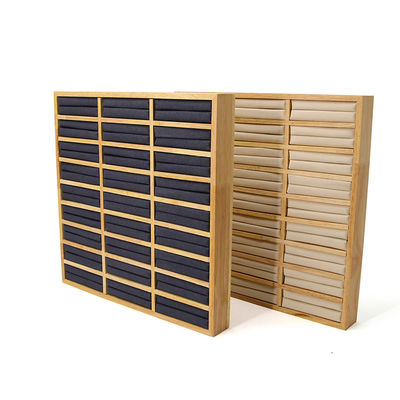 3x9 Kompak Kayu Padat Perhiasan Cincin Penyimpanan Papan Tampilan Tray Untuk Show Mewah