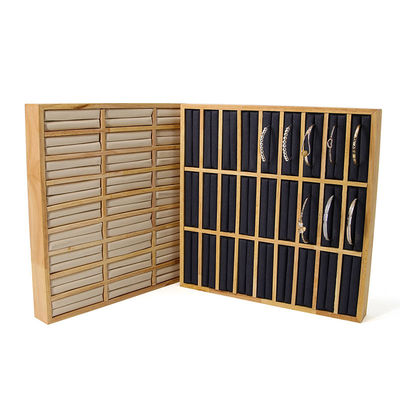 3x9 Kompak Kayu Padat Perhiasan Cincin Penyimpanan Papan Tampilan Tray Untuk Show Mewah