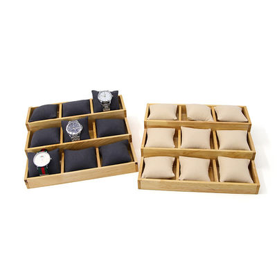 Beli Multi Cell 3x3 Solid Wooden Watch Exhibition Plate dengan Bantal untuk Pameran Mewah online manufacture
