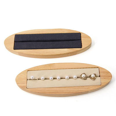 Oval Discreet Perhiasan Kayu Tampilan Perlengkapan Piring Untuk Ears Studs Cincin Pameran