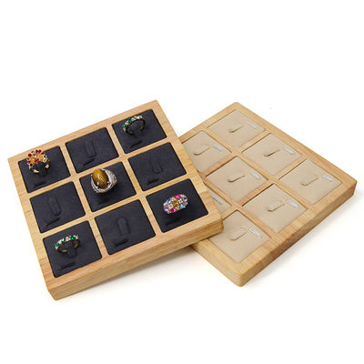 3x3 Multi Cells Solid Wood Perhiasan Presentasi Tray Untuk Earrings Studs Pameran