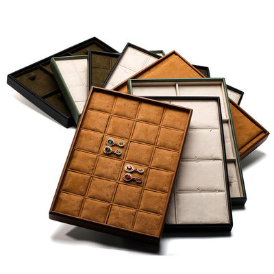 Beli Soft Velvet Interior PU Kulit Perhiasan Display Tray Props untuk Ring Ear Studs online manufacture