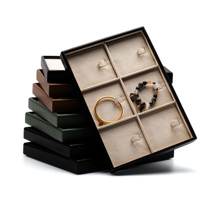 Soft Velvet Interior PU Kulit Perhiasan Display Tray Props untuk Ring Ear Studs