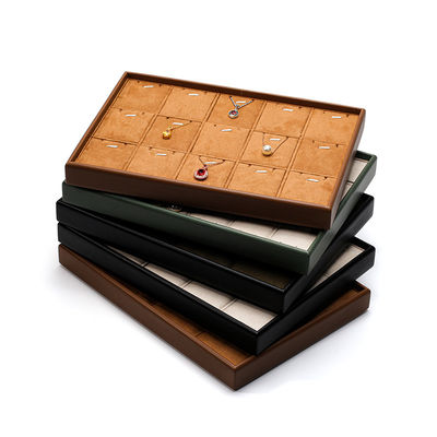 Kapasitas besar praktis PU Kulit Perhiasan Pameran Perlengkapan Mewah Display Tray