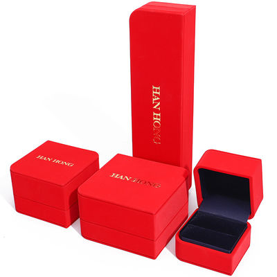 Beli Kotak Perhiasan Kulit PU Berbentuk Berlian Red Arc Velvet Lining untuk Kemasan Mewah online manufacture