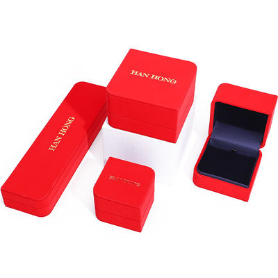 Kotak Perhiasan Kulit PU Berbentuk Berlian Red Arc Velvet Lining untuk Kemasan Mewah