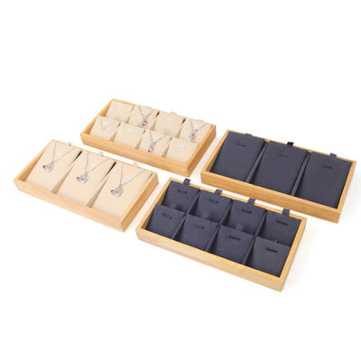 Multi-Cells Solid Wood Pendant Storage Rack Perhiasan Kalung Pemandangan Tray