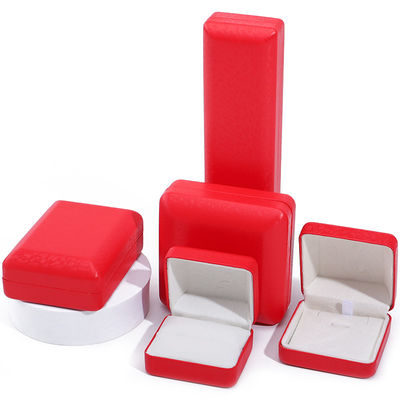 Beli Red Convex Roof PU Leather Luxury Jewelry Box Set dengan Snow Grain Velvet Lining online manufacture