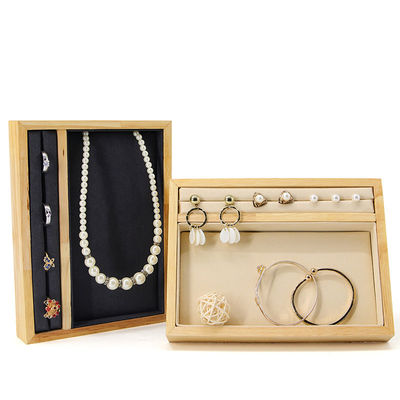 Solid Wooden Multi-Function Perhiasan Display Holder Tray untuk Ring Pendant Ear Stud