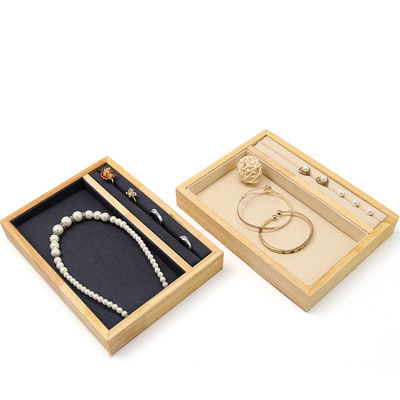 Solid Wooden Multi-Function Perhiasan Display Holder Tray untuk Ring Pendant Ear Stud