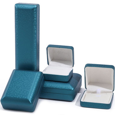 Beli Peacock Blue Snow Grain PU Kotak Perhiasan Kulit, Set Perhiasan Mewah Kotak Hadiah OEM online manufacture