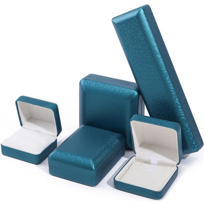 Peacock Blue Snow Grain PU Kotak Perhiasan Kulit, Set Perhiasan Mewah Kotak Hadiah OEM