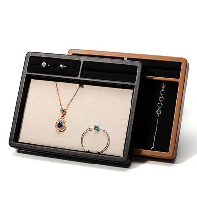 Multi-Compartments PU Kulit Perhiasan Display Plate untuk Ring Pendant Ear Studs