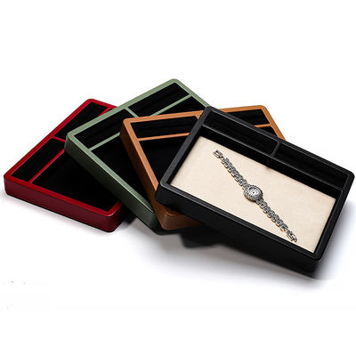 Multi-Compartments PU Kulit Perhiasan Display Plate untuk Ring Pendant Ear Studs