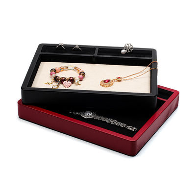 Multi-Compartments PU Kulit Perhiasan Display Plate untuk Ring Pendant Ear Studs