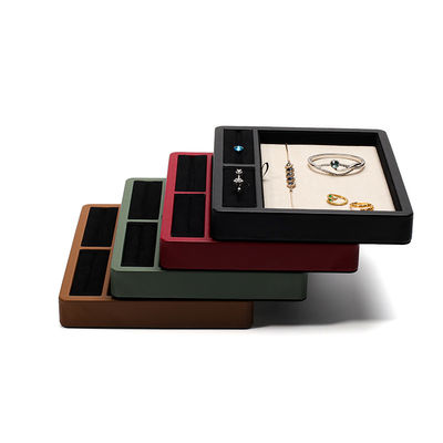 Multi-Compartments PU Kulit Perhiasan Display Plate untuk Ring Pendant Ear Studs