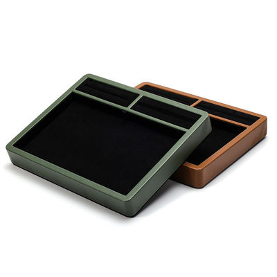 Multi-Compartments PU Kulit Perhiasan Display Plate untuk Ring Pendant Ear Studs