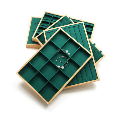 Display Plate Perhiasan Kayu Custom Multiple Compartments untuk Ring Ear Studs Pendant