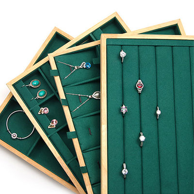 Display Plate Perhiasan Kayu Custom Multiple Compartments untuk Ring Ear Studs Pendant
