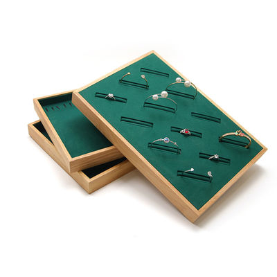 Display Plate Perhiasan Kayu Custom Multiple Compartments untuk Ring Ear Studs Pendant