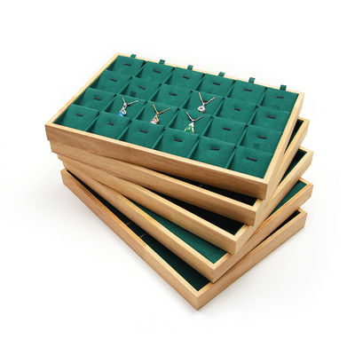 Display Plate Perhiasan Kayu Custom Multiple Compartments untuk Ring Ear Studs Pendant