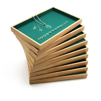 Display Plate Perhiasan Kayu Custom Multiple Compartments untuk Ring Ear Studs Pendant