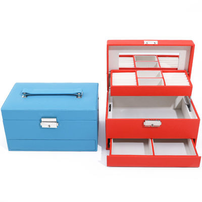 Beli Portable Spacious Space Fux Leather Jewelry Organizer Box Multi Cells Packaging online manufacture