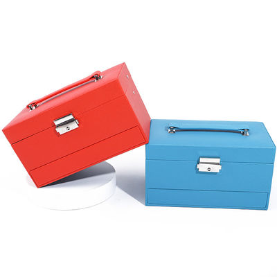Portable Spacious Space Fux Leather Jewelry Organizer Box Multi Cells Packaging