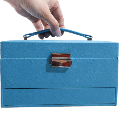 Portable Spacious Space Fux Leather Jewelry Organizer Box Multi Cells Packaging