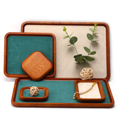 Multi Color Lining Solid Wood Jewelry Display Tray Untuk Ring Bracelet Pendant Exhibition
