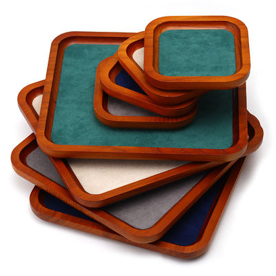 Multi Color Lining Solid Wood Jewelry Display Tray Untuk Ring Bracelet Pendant Exhibition