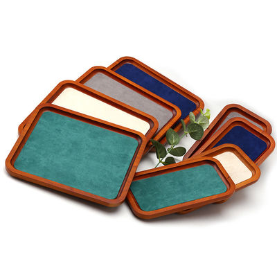 Multi Color Lining Solid Wood Jewelry Display Tray Untuk Ring Bracelet Pendant Exhibition