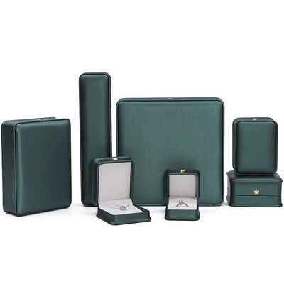 Crown Ornament Round-Corner PU Leather Jewelry Storage Box Set untuk Cincin Pendant