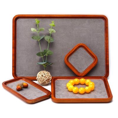 Beli Red Edge Perhiasan Kayu Display Props Super Serat Lining Pameran Display Tray online manufacture