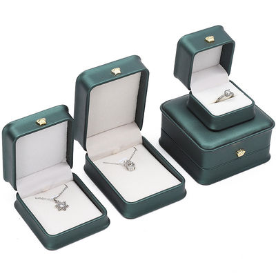 Crown Ornament Round-Corner PU Leather Jewelry Storage Box Set untuk Cincin Pendant