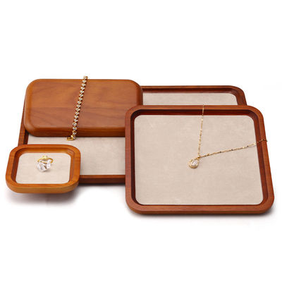 Perhiasan Kayu Padat tahan lama Display Tray Perhiasan Mewah Perlengkapan Untuk Perhiasan Pendant Display