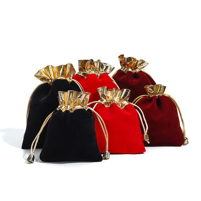 Beli Soft Slip No Villi Velvet Drawstring Tas Perhiasan Dengan Mulut Emas online manufacture